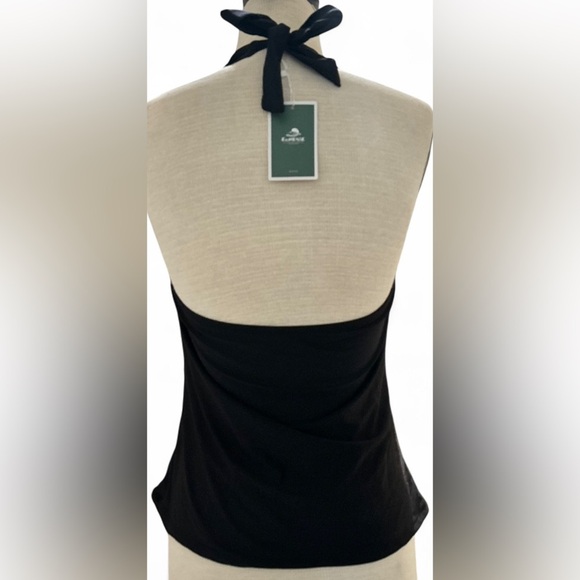 EoMENIE Black Ruched Tankini Swim Elegant Black Halter Adjustable Straps Size XL - Picture 2 of 4